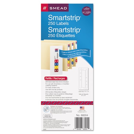 Smead Label, Smartstrip Refill Kit, Laser, White, PK250 66004